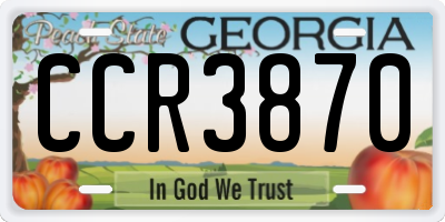 GA license plate CCR3870