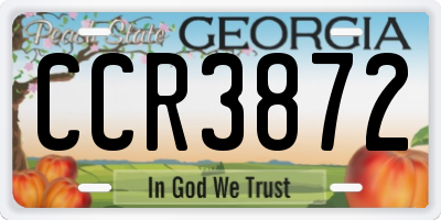 GA license plate CCR3872