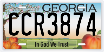 GA license plate CCR3874
