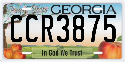 GA license plate CCR3875