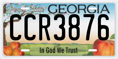 GA license plate CCR3876