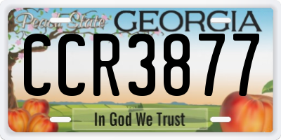 GA license plate CCR3877