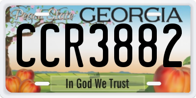 GA license plate CCR3882