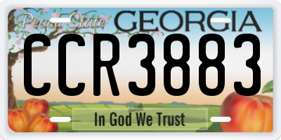 GA license plate CCR3883