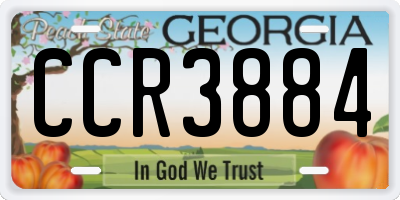 GA license plate CCR3884