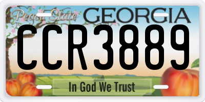 GA license plate CCR3889