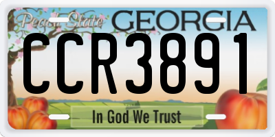 GA license plate CCR3891