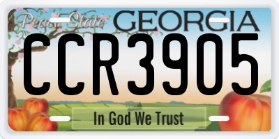 GA license plate CCR3905