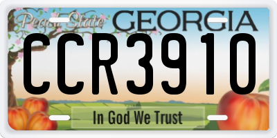 GA license plate CCR3910