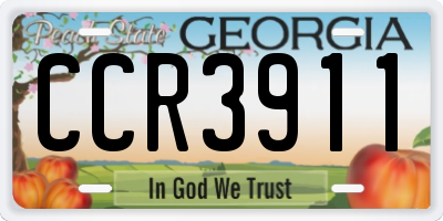 GA license plate CCR3911