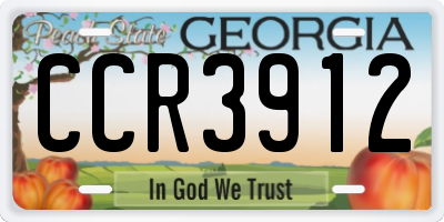 GA license plate CCR3912
