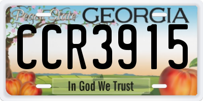 GA license plate CCR3915