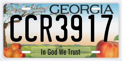 GA license plate CCR3917
