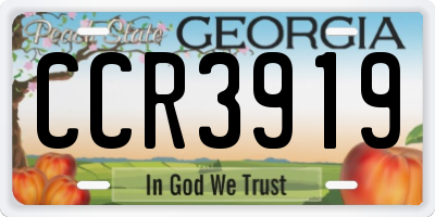 GA license plate CCR3919