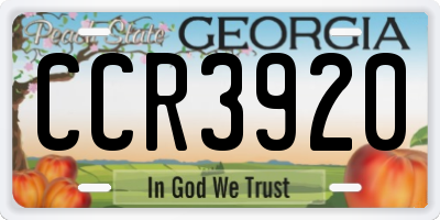 GA license plate CCR3920