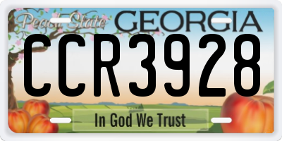GA license plate CCR3928