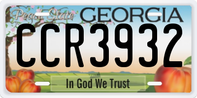 GA license plate CCR3932