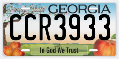GA license plate CCR3933