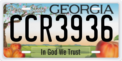 GA license plate CCR3936