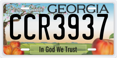 GA license plate CCR3937