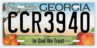 GA license plate CCR3940
