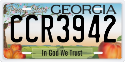 GA license plate CCR3942