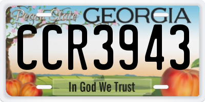 GA license plate CCR3943