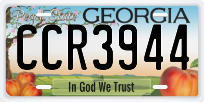 GA license plate CCR3944
