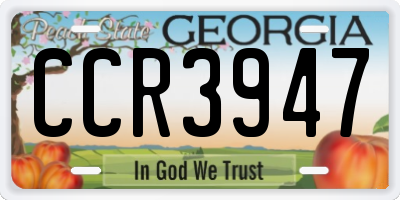 GA license plate CCR3947