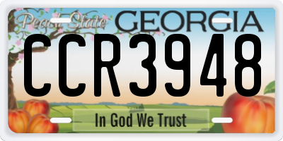 GA license plate CCR3948