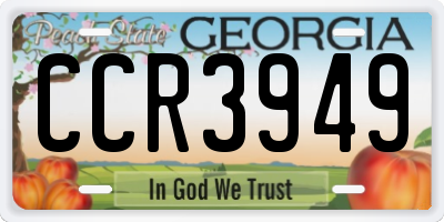 GA license plate CCR3949