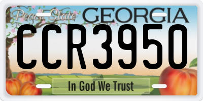 GA license plate CCR3950