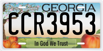 GA license plate CCR3953