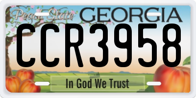 GA license plate CCR3958