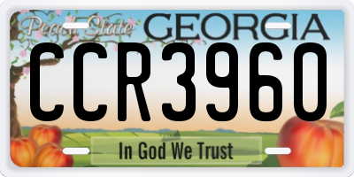 GA license plate CCR3960