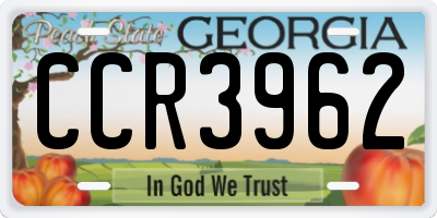 GA license plate CCR3962