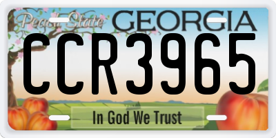 GA license plate CCR3965