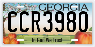 GA license plate CCR3980