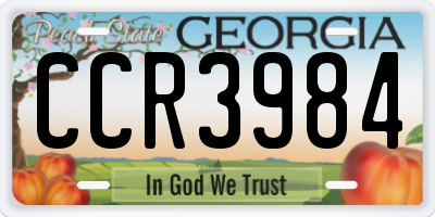GA license plate CCR3984