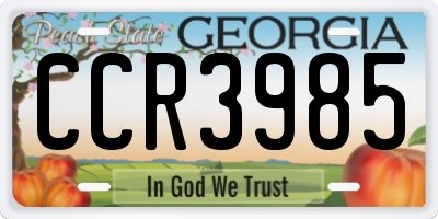 GA license plate CCR3985