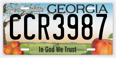 GA license plate CCR3987