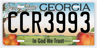 GA license plate CCR3993