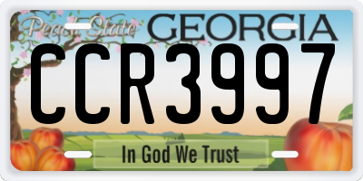 GA license plate CCR3997