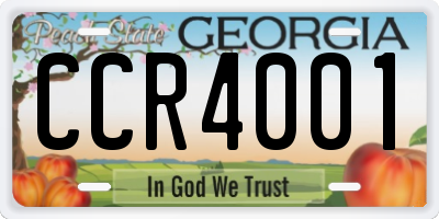 GA license plate CCR4001