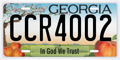 GA license plate CCR4002