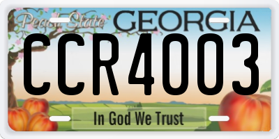 GA license plate CCR4003