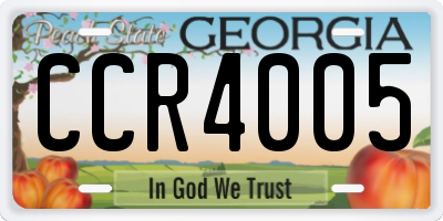 GA license plate CCR4005