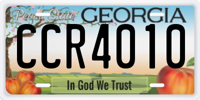 GA license plate CCR4010
