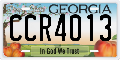 GA license plate CCR4013
