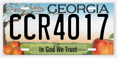GA license plate CCR4017